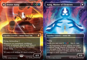 The headliner card for the expansion is Avatar Aang, who can transform into Aang, Master of Elements.