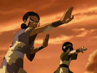File:Toph and Katara bend.png